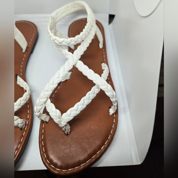 Women's White Braided Sandals - Picture 3 of 5